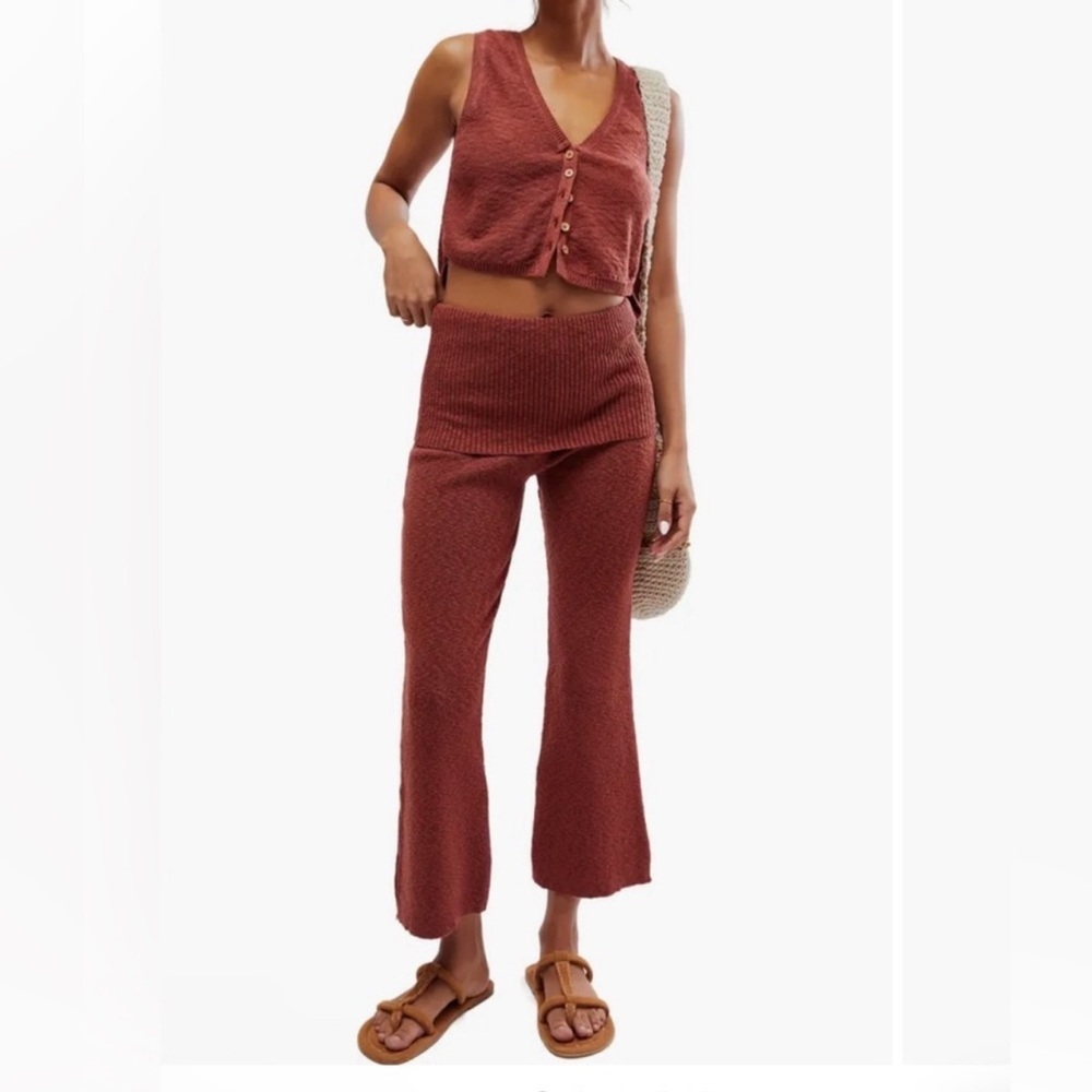 NWT Free people Ruby Sweater Vest & Pant set (chutney) Size M $108 MSRP